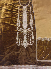 Load image into Gallery viewer, Golden Brown Unstitched Suit With Golden Embroidery
