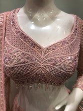 Load image into Gallery viewer, Pink Net Lehenga With Pearl And Sequence
