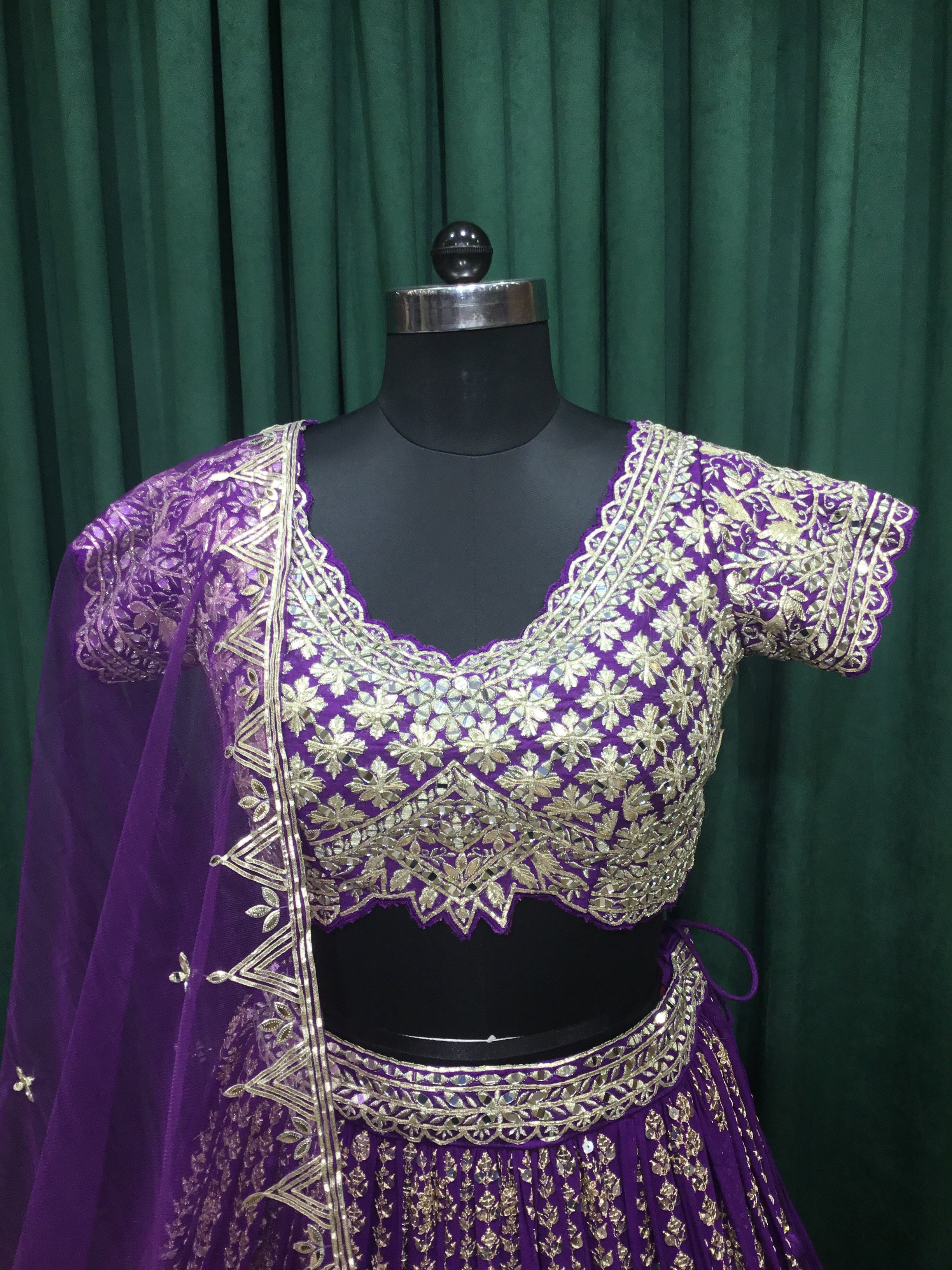 Purple Georgette Lehengas with Kasab Kari and Mirror Work size