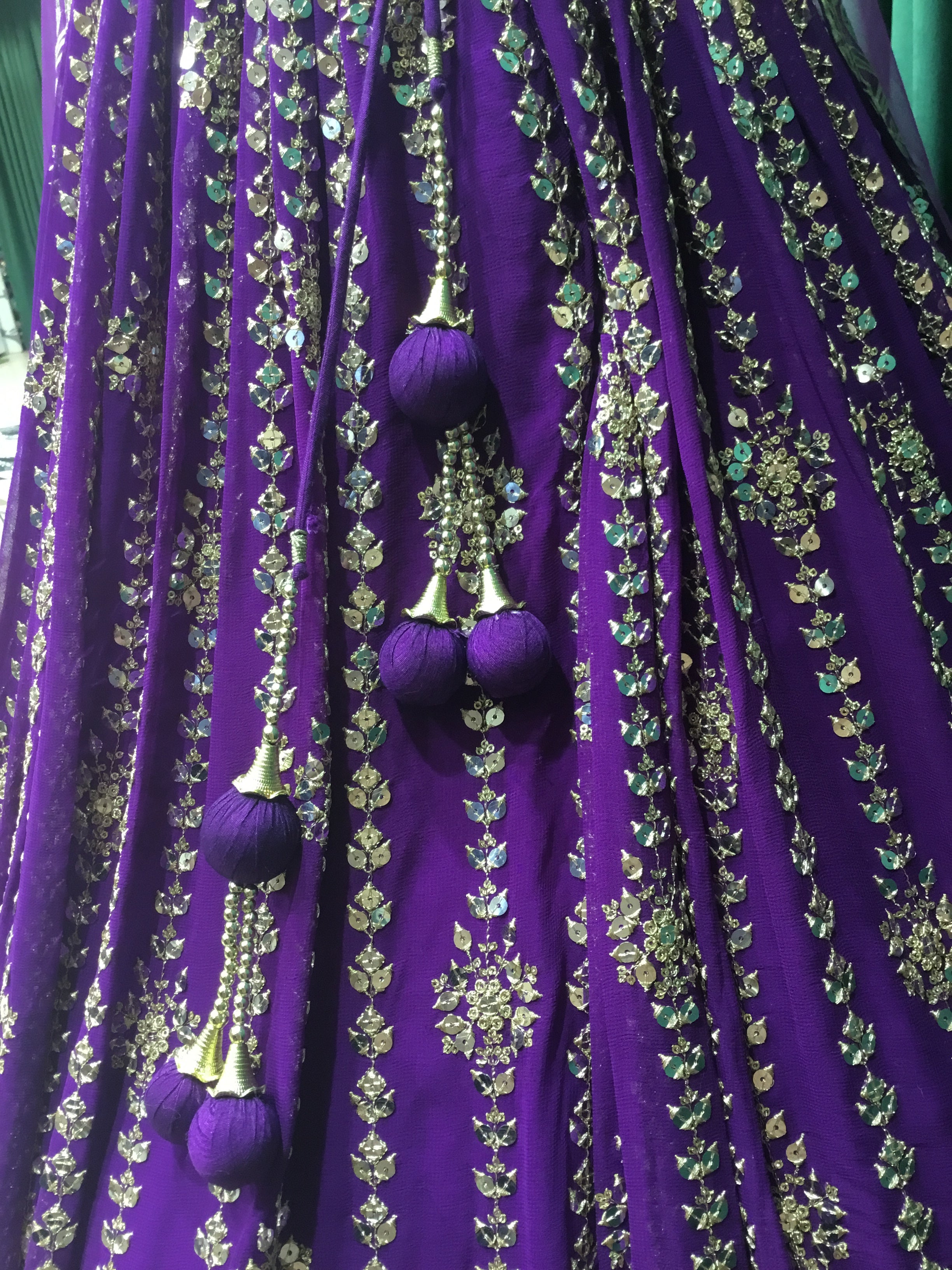 Purple Georgette lehengas with Kasab Cary and Mirror work