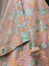 Load image into Gallery viewer, Peach Net Lehenga With Multi Sequins and Cut Dana
