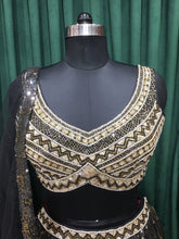 Load image into Gallery viewer, Black Georgette Lehenga With Pearl and Japanese Cut Dana Work
