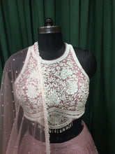 Load image into Gallery viewer, Mauves Pink Georgette Lehengas With Sequins and Pearl Work
