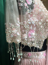 Load image into Gallery viewer, Lite Pink Chinon Crepe Lehenga With Sequins and Pearl Work
