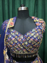 Load image into Gallery viewer, Blue Georgette Lehengas With Sequins and Japanese Cut Dana Work
