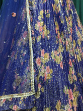 Load image into Gallery viewer, Blue Georgette Lehengas With Sequins and Japanese Cut Dana Work
