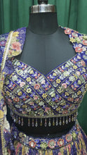 Load and play video in Gallery viewer, Blue Georgette Lehengas With Sequins and Japanese Cut Dana Work
