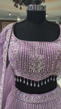 Load and play video in Gallery viewer, Lavender Net Lehenga With Dori And Sequence
