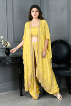 Load image into Gallery viewer, Chinon Blouse and Dhoti with Beads Work and Jacket
