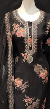 Load image into Gallery viewer, Black Printed Semi Stitched Suit with Dupatta
