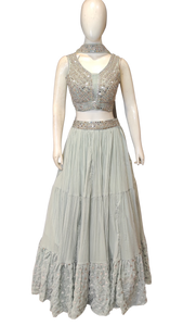 Georgette Lehenga with Sippi Work and Choli with Mirror and Cutdana Work