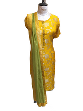 Load image into Gallery viewer, Yellow Silk Printed Unstitched Suit with Dupatta
