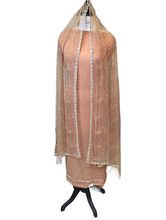 Load image into Gallery viewer, Peach Georgette Unstitched Suit with Jarkan Handwork
