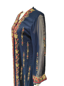 Blue Georgette Long Shirt with Jacket