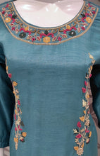 Load image into Gallery viewer, Blue Raw Silk Plazzo with Hand Embroidery
