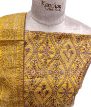 Load image into Gallery viewer, Yellow Pure Silk Unstitched Suit with thread Embroidery
