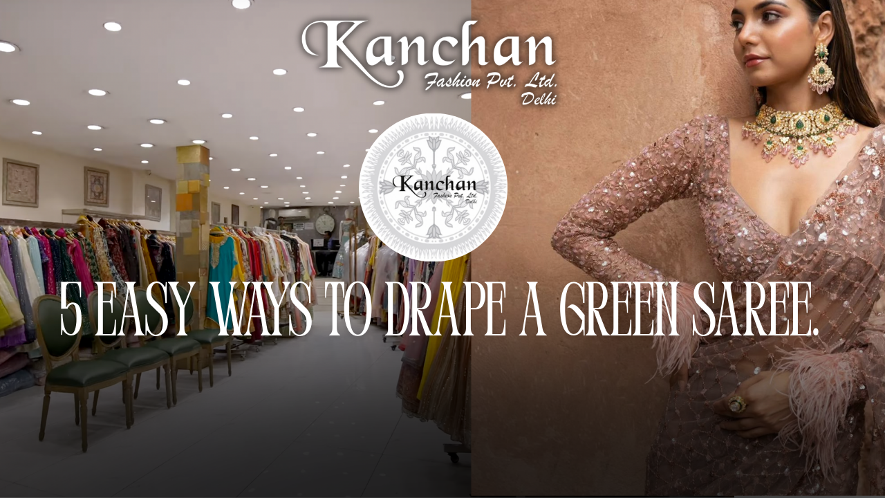 5 Easy Ways to Drape a Green Saree.