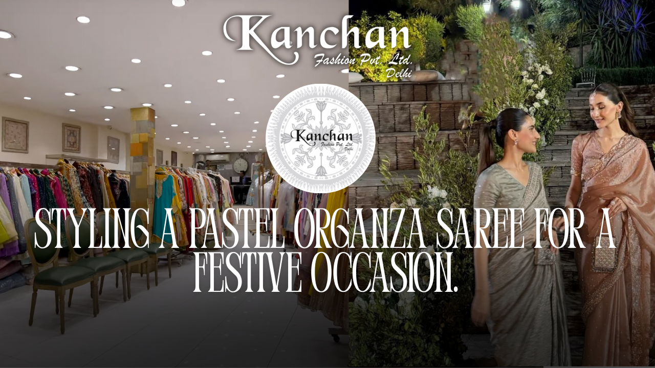 Styling a pastel organza saree for a festive occasion.