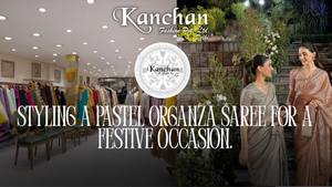 Styling a pastel organza saree for a festive occasion.