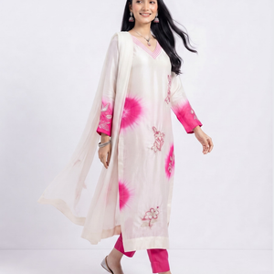 Rani Muslin Suit with Cutdana, Sequins, Pearl and French Knot Embroidery 1
