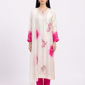 Rani Muslin Suit with Cutdana, Sequins, Pearl and French Knot Embroidery 2