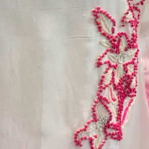 Rani Muslin Suit with Cutdana, Sequins, Pearl and French Knot Embroidery 3