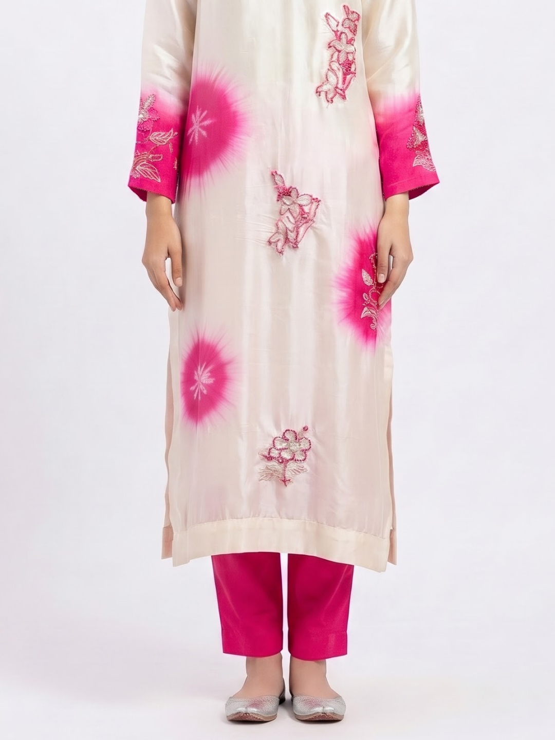Rani Muslin Suit with Cutdana, Sequins, Pearl and French Knot Embroidery 4