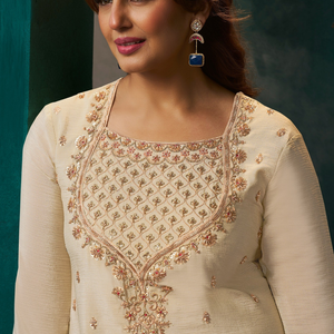 Chiku Chinon Suit Embellished With Cutdana & Sequins Work
