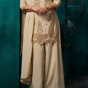 Chiku Chinon Suit Embellished With Cutdana & Sequins Work