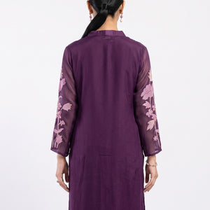 Purple Chinon Suit Set with Zari and Sequins Embroidery 3