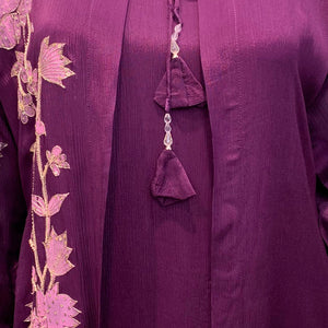 Purple Chinon Suit Set with Zari and Sequins Embroidery 6