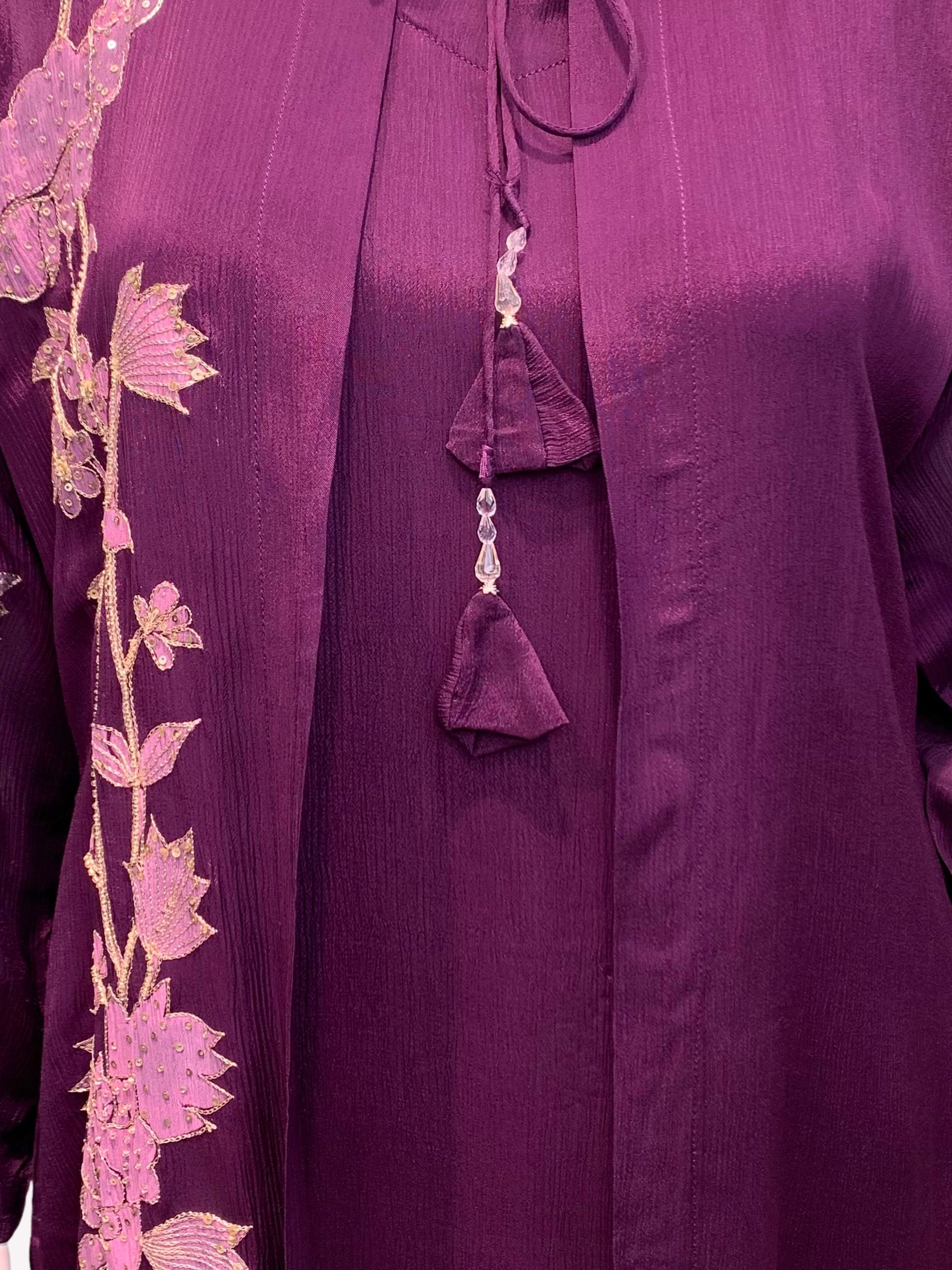Purple Chinon Suit Set with Zari and Sequins Embroidery 6