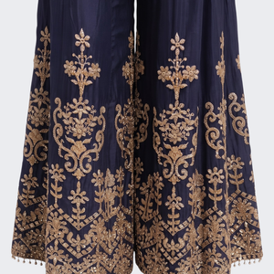 Navy Blue Chinon Suit with Cutdana Embroidery 5