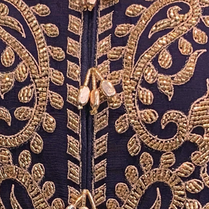 Navy Blue Chinon Suit with Cutdana Embroidery 6