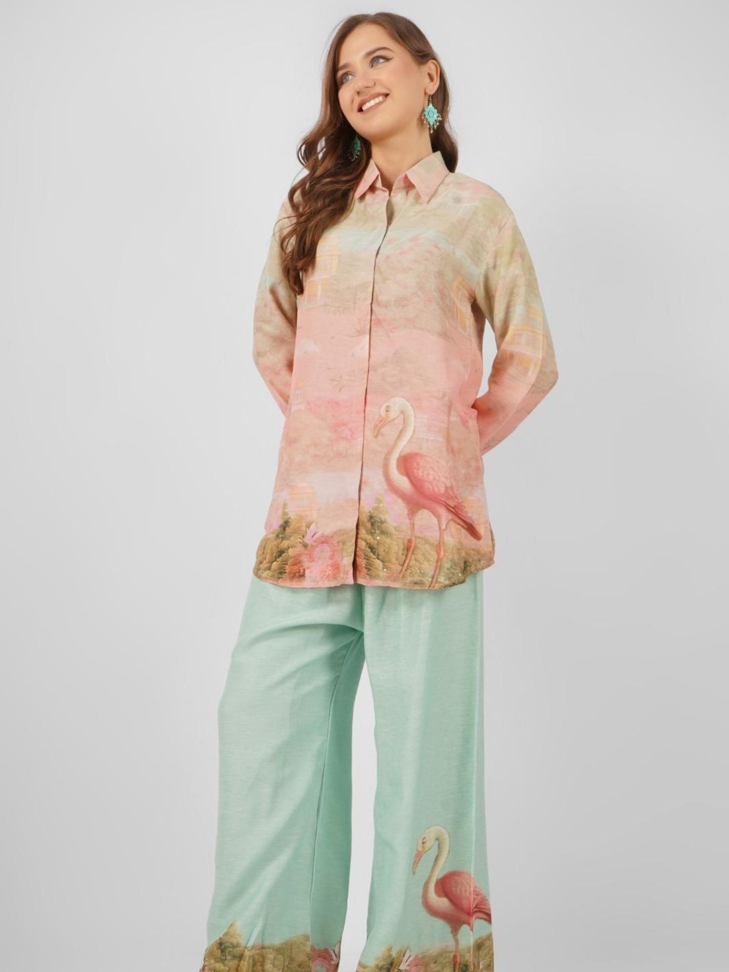 Prach Linen Indo Western with Printed Embroidery 2