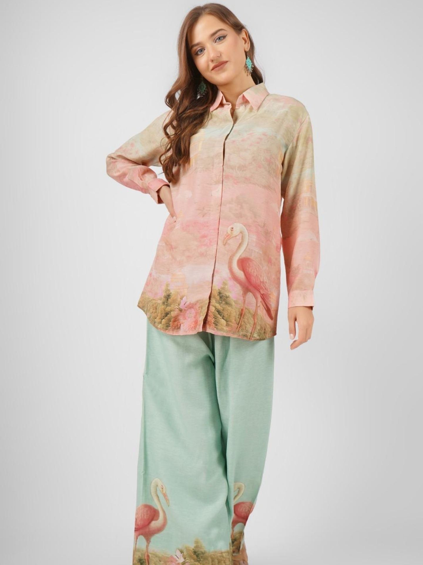 Prach Linen Indo Western with Printed Embroidery 3