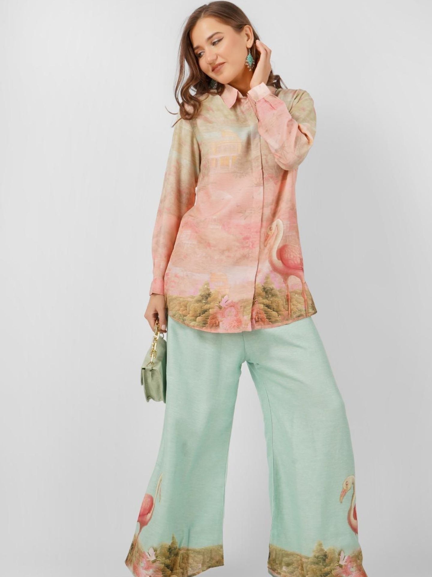 Prach Linen Indo Western with Printed Embroidery 5
