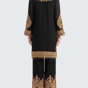Black Chinon Suit with Cutdana Embroidery 3