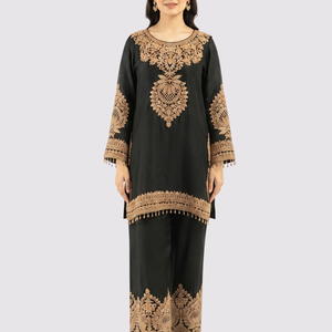 Black Chinon Suit with Cutdana Embroidery 2