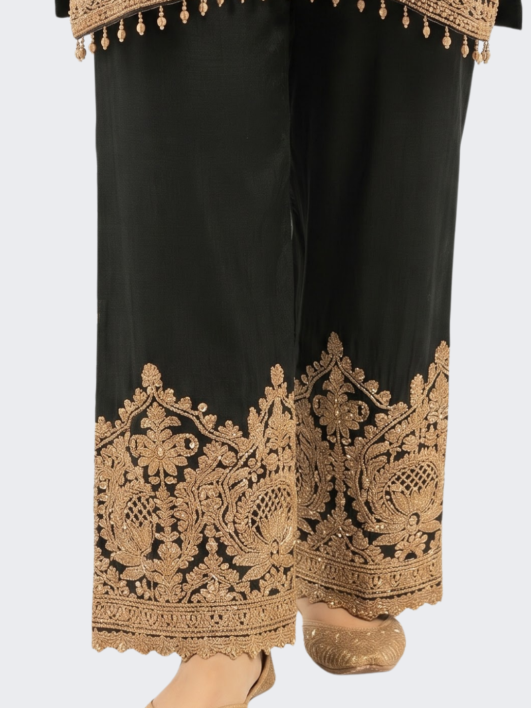 Black Chinon Suit with Cutdana Embroidery 4