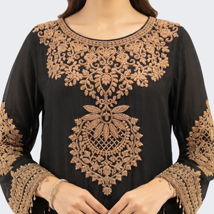 Black Chinon Suit with Cutdana Embroidery 5