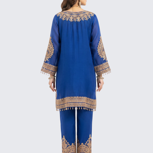 Royal Blue Chinon Suit with Cutdana Embroidery 5