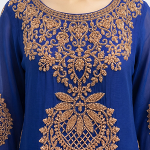 Royal Blue Chinon Suit with Cutdana Embroidery 3