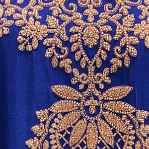 Royal Blue Chinon Suit with Cutdana Embroidery 4