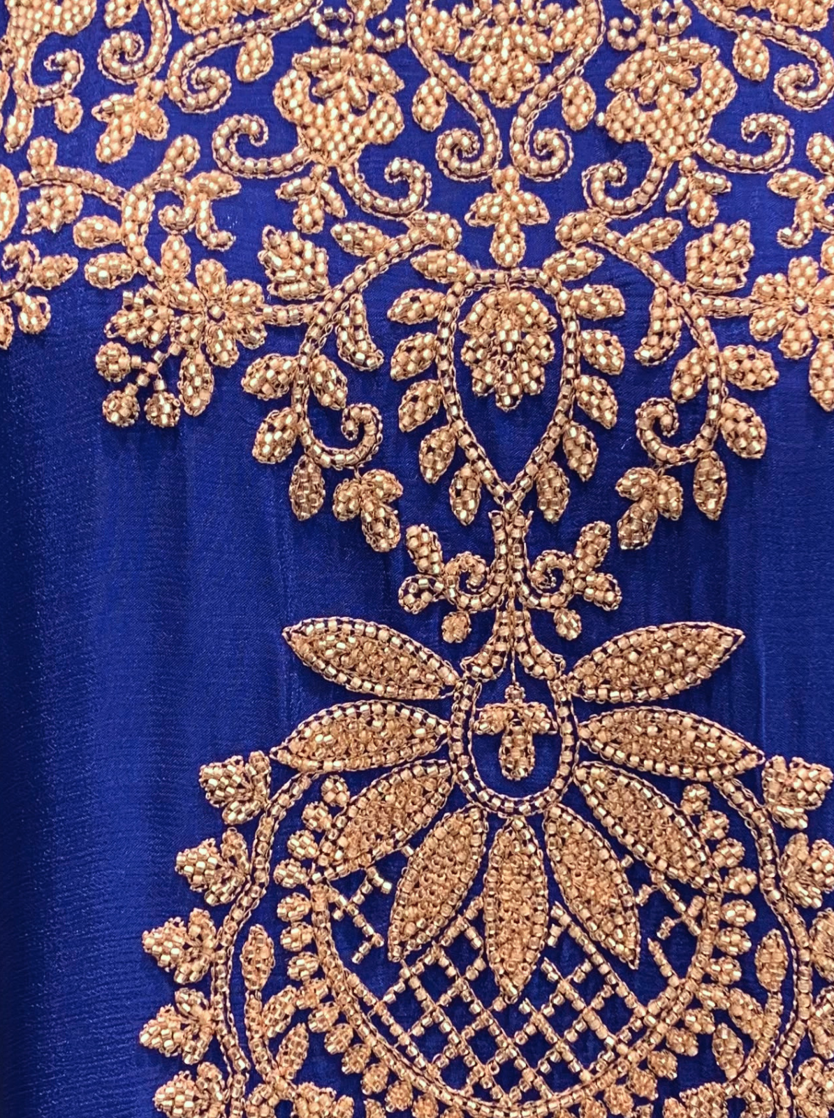 Royal Blue Chinon Suit with Cutdana Embroidery 4