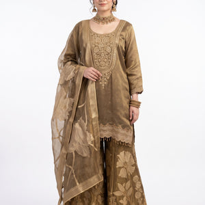 Chiku Tissue Indo Western with Cutdana and Sequins Embroidery 2