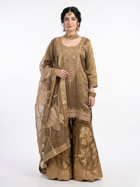 Chiku Tissue Indo Western with Cutdana and Sequins Embroidery