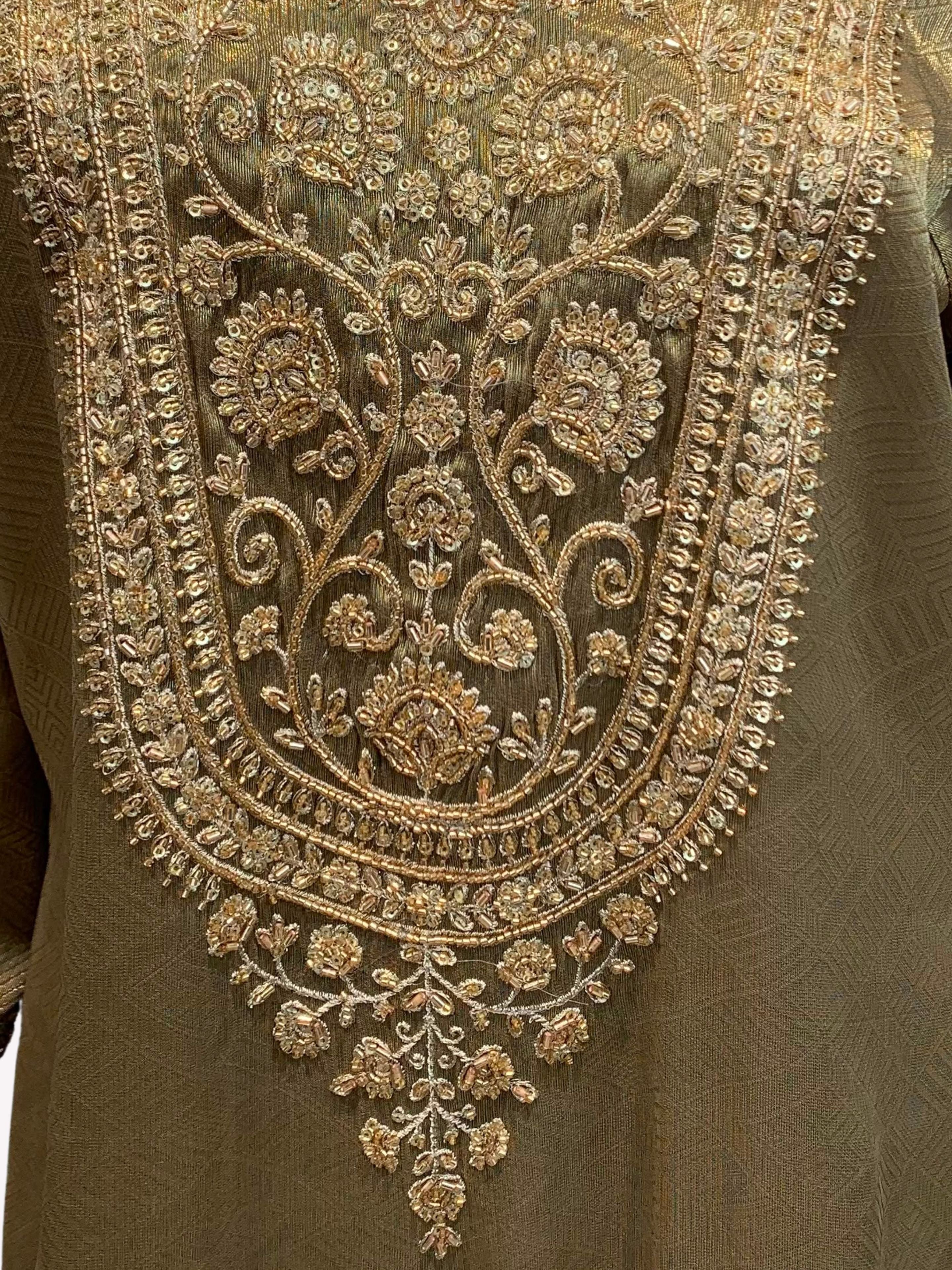 Chiku Tissue Indo Western with Cutdana and Sequins Embroidery 4