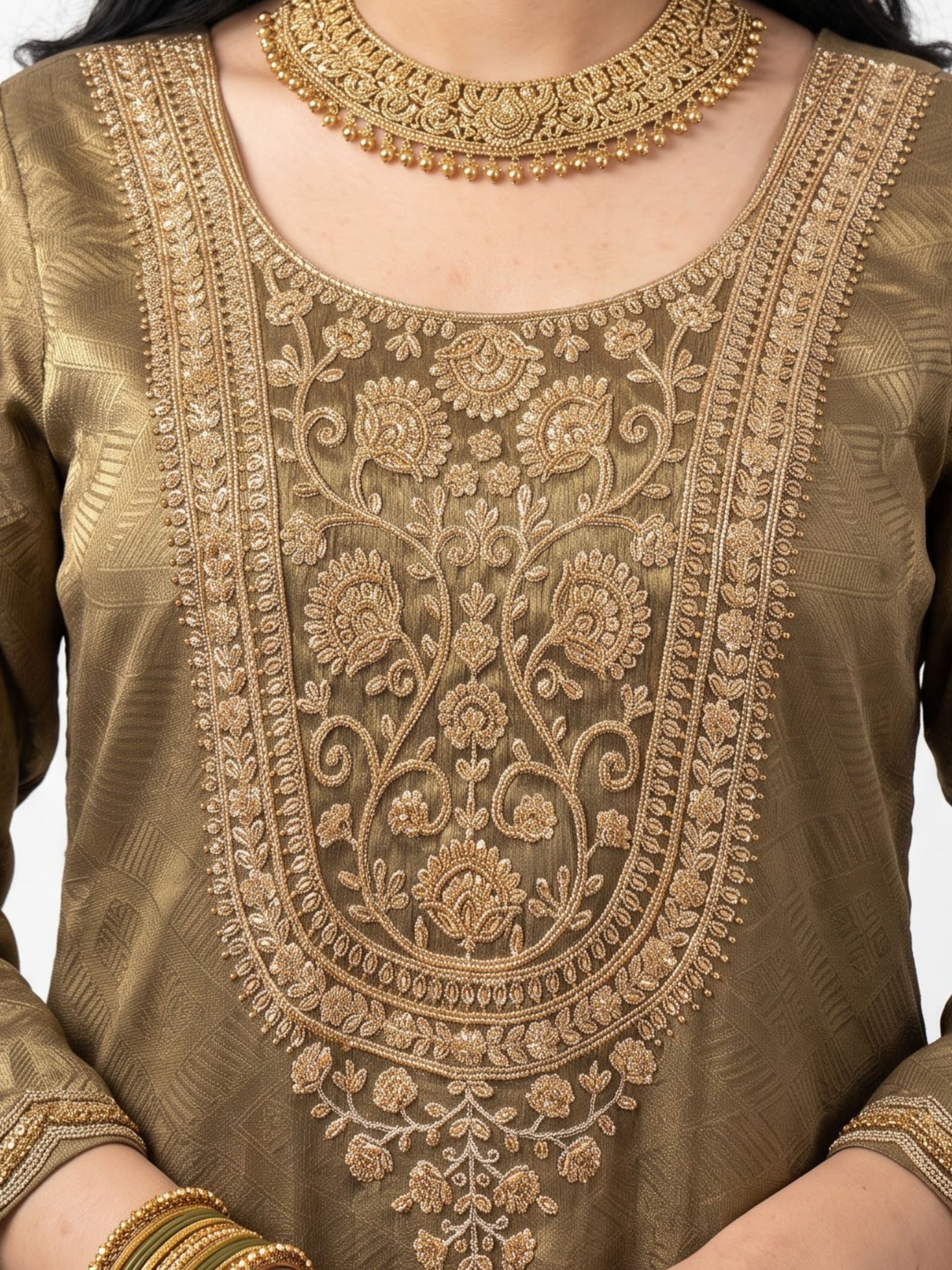 Chiku Tissue Indo Western with Cutdana and Sequins Embroidery 5