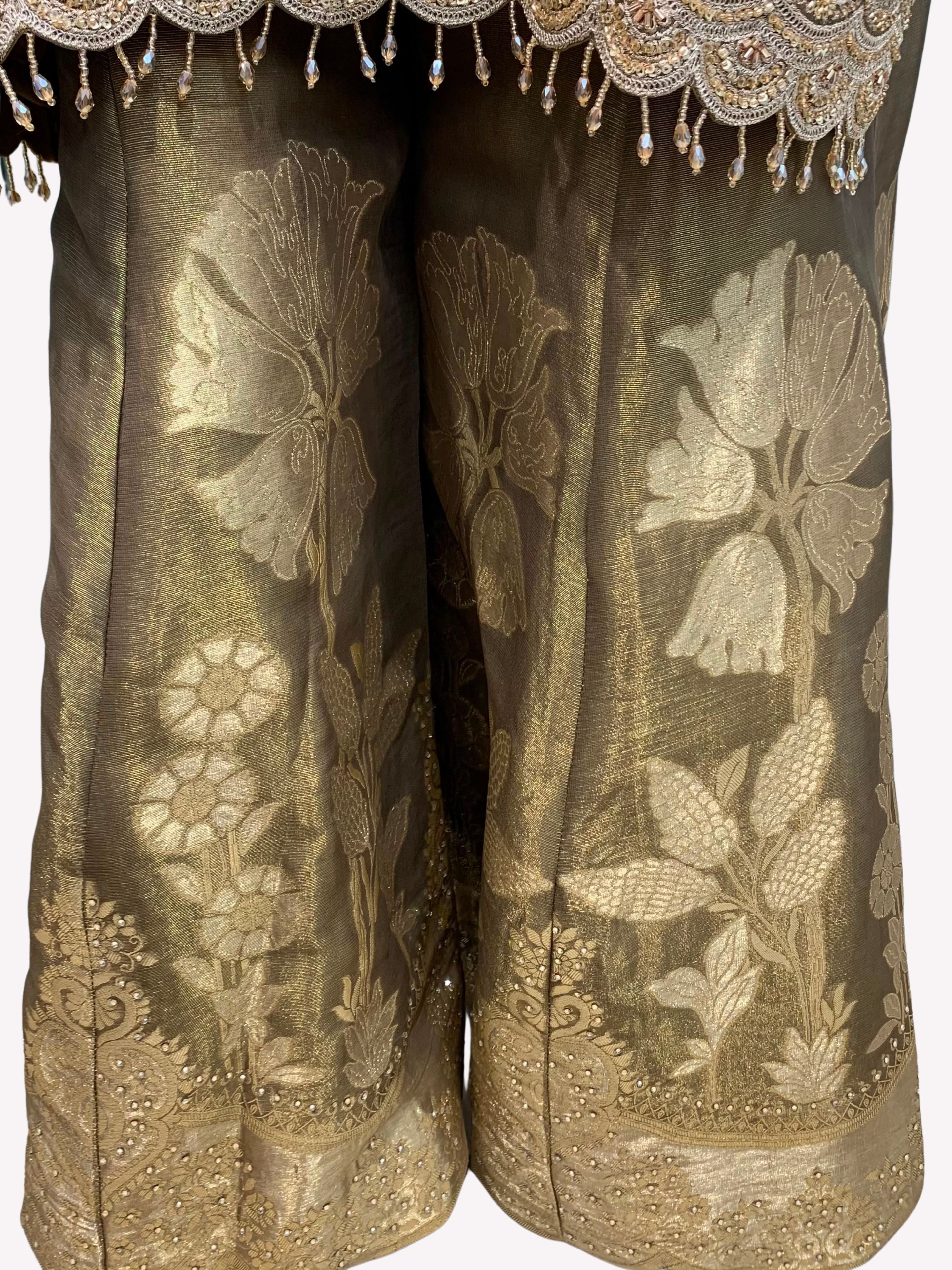 Chiku Tissue Indo Western with Cutdana and Sequins Embroidery 6